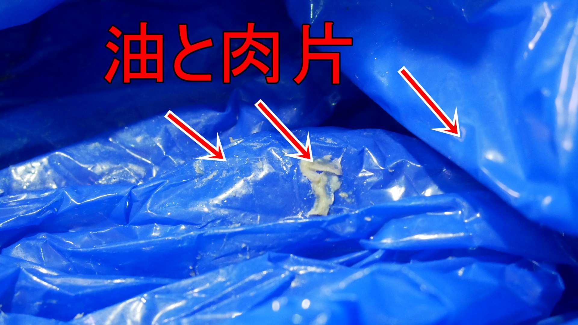 油と肉片で汚れたフィルム