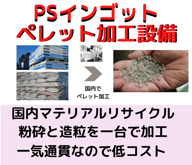 発泡スチロールインゴットをペレット加工