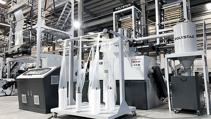 空冷式押出機Repro-Airとインフレーション成形機