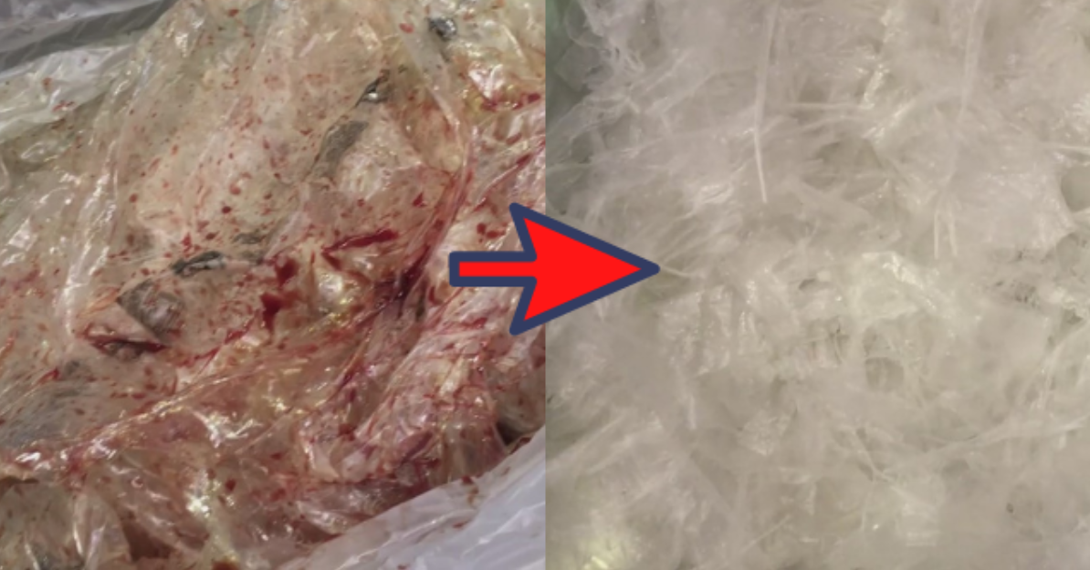 洗浄前と洗浄後のプラスチック